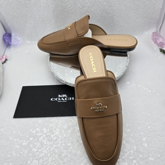 Coach Samie Classic Slide Slip-on Leather Neutral Casual Women's sz 9 - Picture 3 of 12